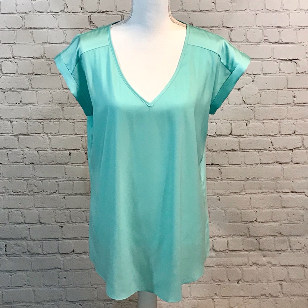 ♥️Express short sleeve blouse top turquoise sz L - Picture 1 of 8